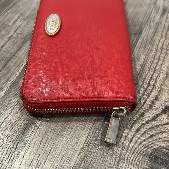 Furla Red Saffiano Leather Zip Around Wallet - Picture 6 of 16